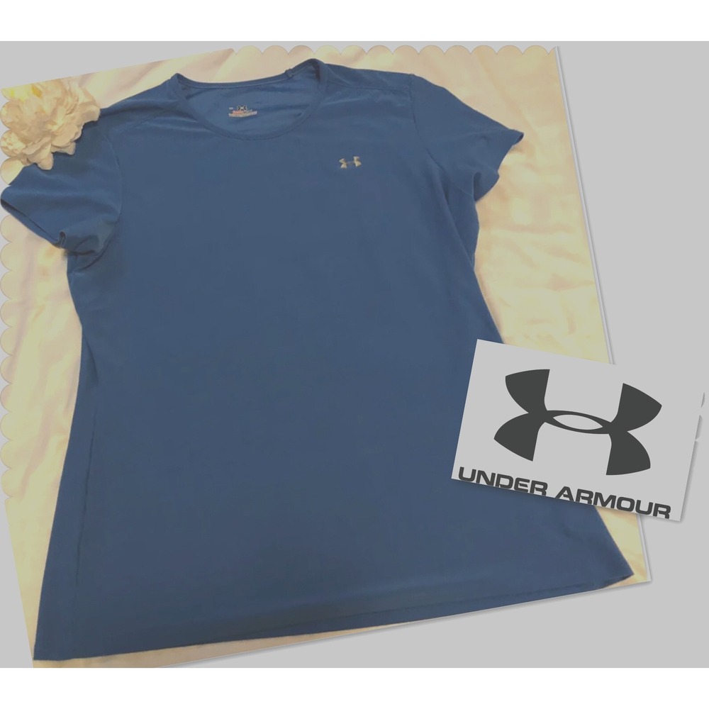 UNDER ARMOUR Women's - LARGE - Blue  Athletic‎ - HEATGEAR - Short Sleeve Shirt
